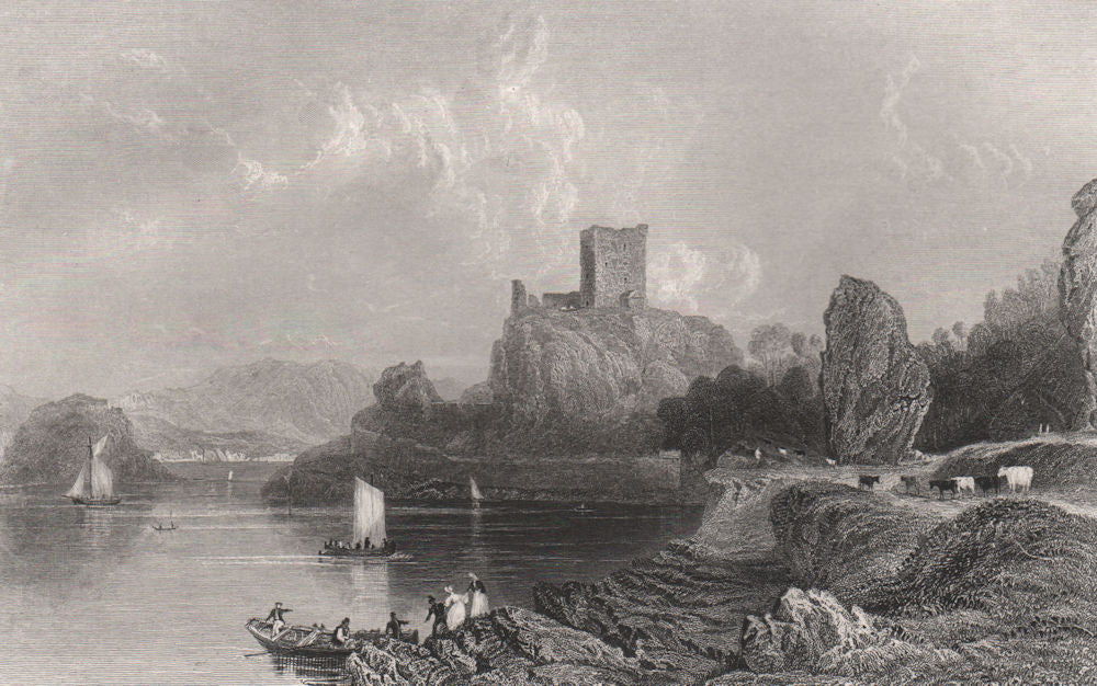 Dunolly (Dunollie) Castle, near Oban. Argyllshire. Scotland. ALLOM c1840 print